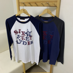 ビンテージラグランバイカラー長袖Tシャツ