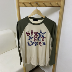 ビンテージラグランバイカラー長袖Tシャツ