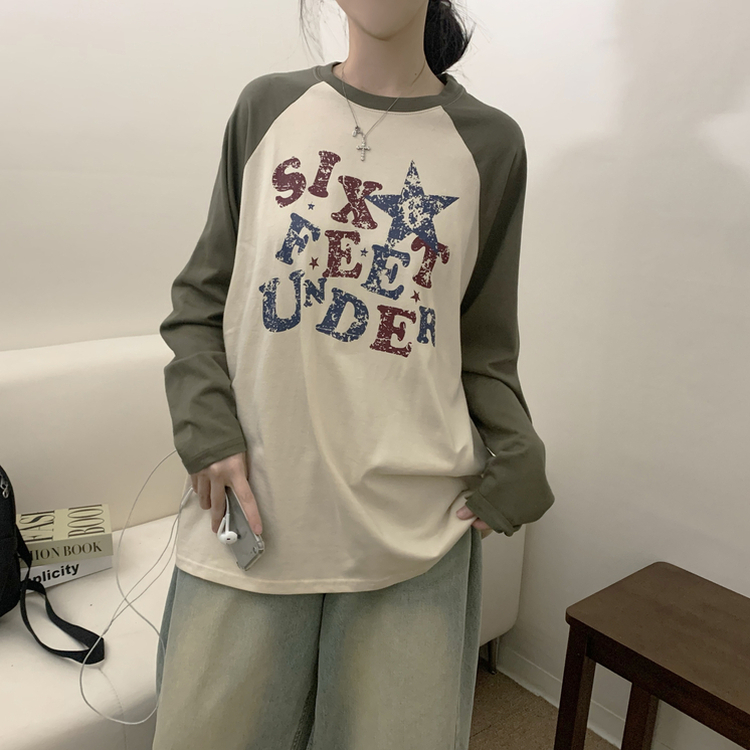 ビンテージラグランバイカラー長袖Tシャツ BEIGE