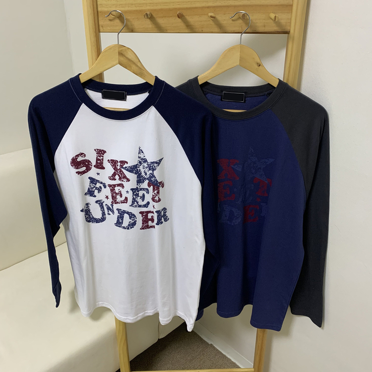 ビンテージラグランバイカラー長袖Tシャツ