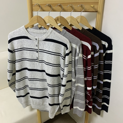 ボタンストライプウールニット(5color)