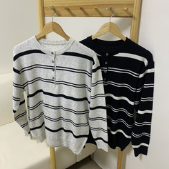 ボタンストライプウールニット(5color)