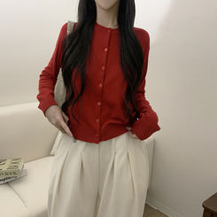 アバンベーシックニットカーディガン(6color) RED