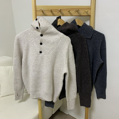 タートルボタンウォーマー厚手ニット