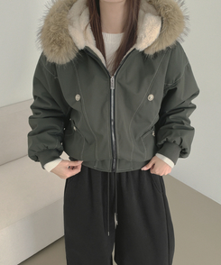 【起毛】ビンテージファーダウンジャケット KHAKI