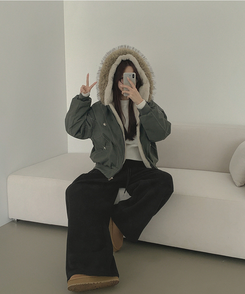 【起毛】ビンテージファーダウンジャケット KHAKI