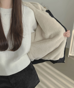 【起毛】ビンテージファーダウンジャケット BLACK