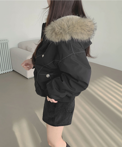 【起毛】ビンテージファーダウンジャケット BLACK