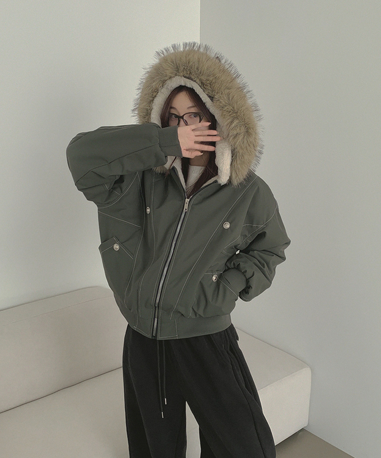 【起毛】ビンテージファーダウンジャケット KHAKI