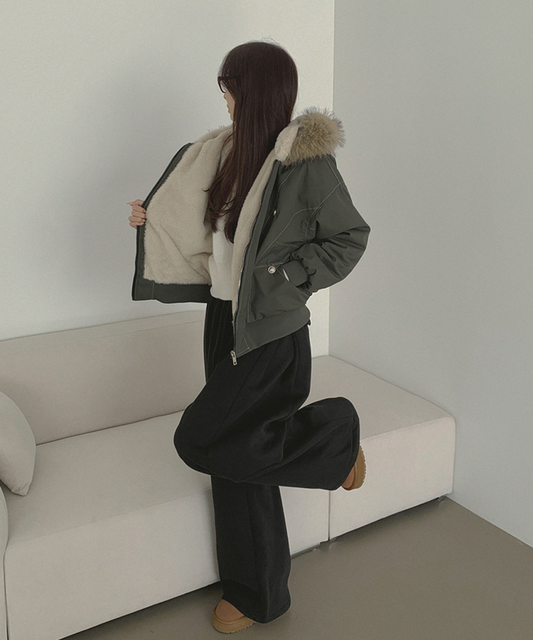 【起毛】ビンテージファーダウンジャケット KHAKI