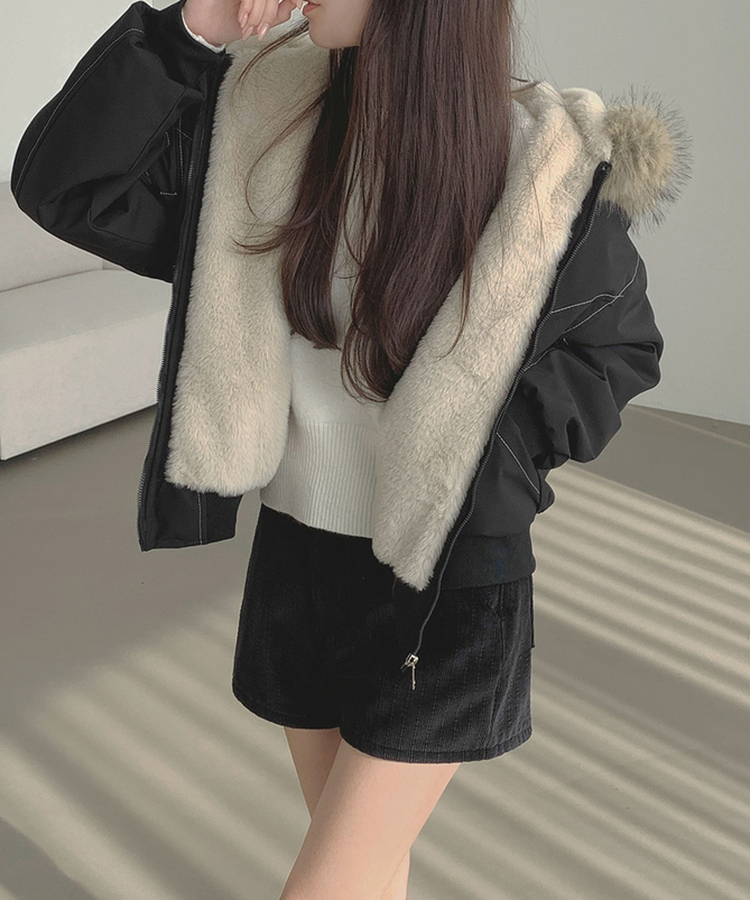 【起毛】ビンテージファーダウンジャケット BLACK