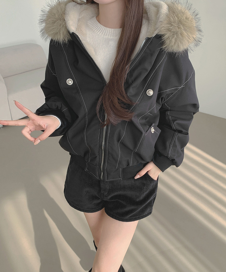 【起毛】ビンテージファーダウンジャケット BLACK