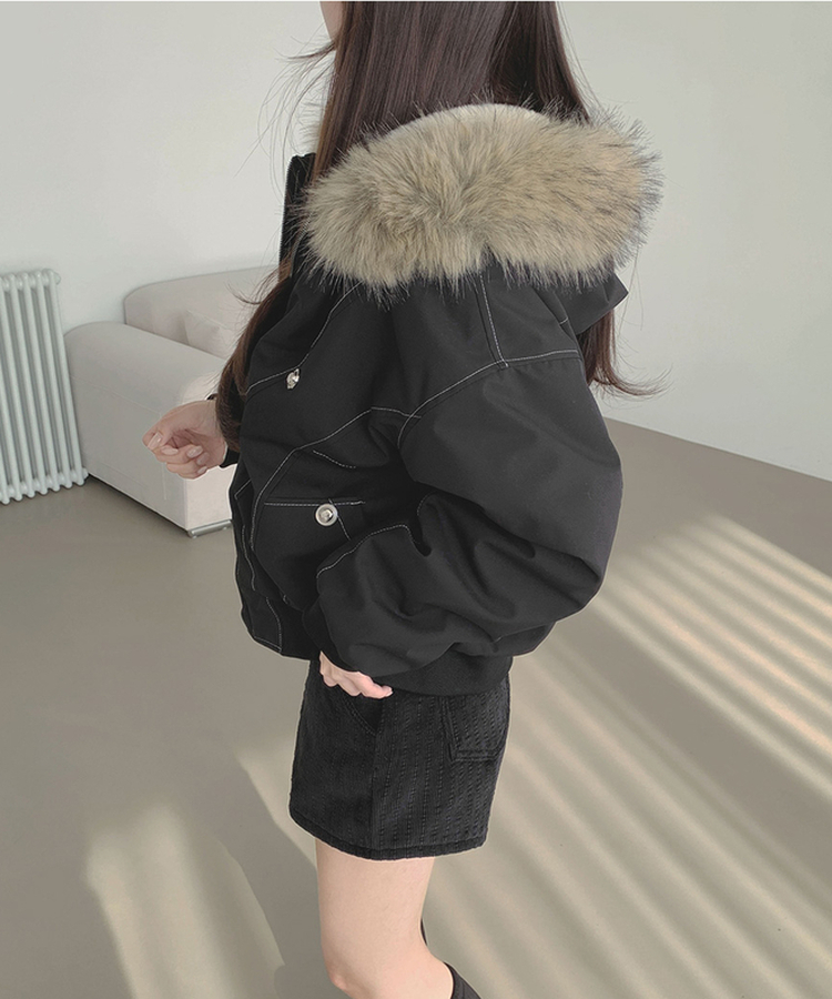 【起毛】ビンテージファーダウンジャケット BLACK