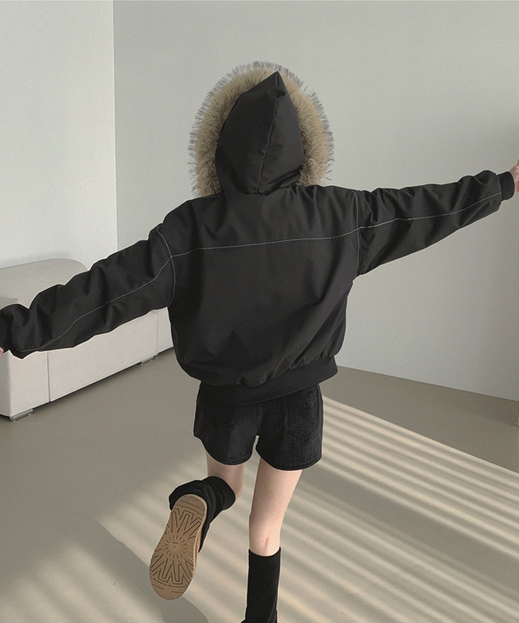 【起毛】ビンテージファーダウンジャケット BLACK