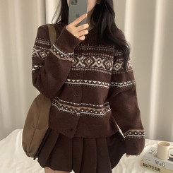 厚手ノルディックニットカーディガン CHESTNUT BROWN