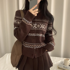 厚手ノルディックニットカーディガン CHESTNUT BROWN