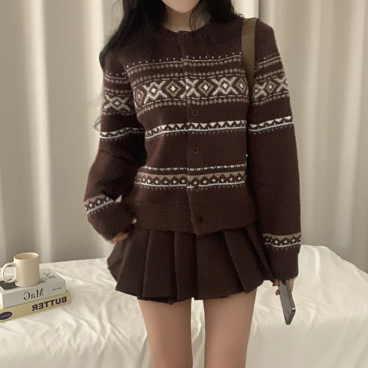 厚手ノルディックニットカーディガン CHESTNUT BROWN