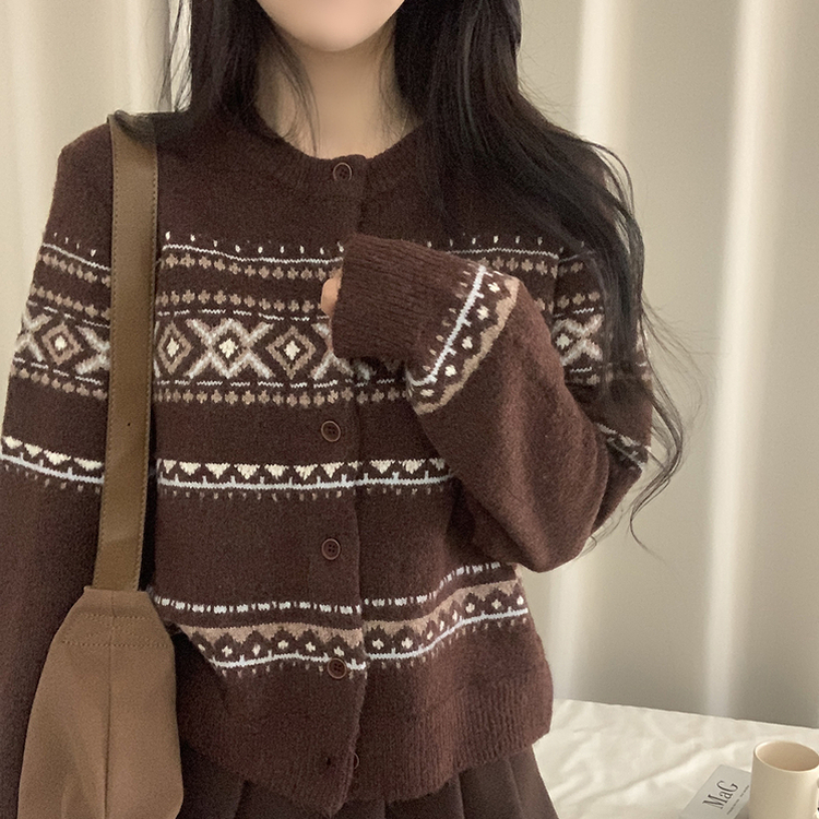 厚手ノルディックニットカーディガン CHESTNUT BROWN