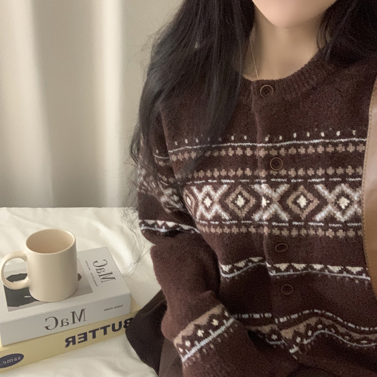 厚手ノルディックニットカーディガン CHESTNUT BROWN