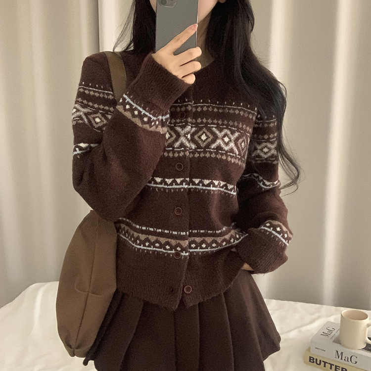 厚手ノルディックニットカーディガン CHESTNUT BROWN