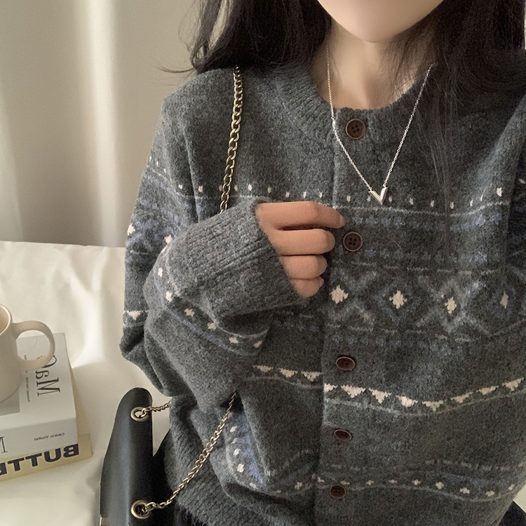 厚手ノルディックニットカーディガン GREY