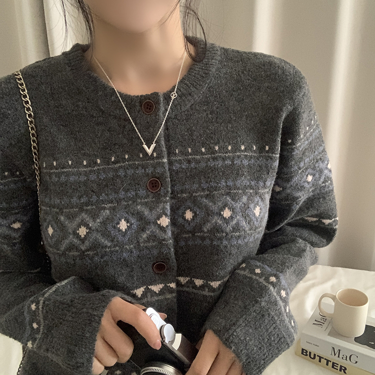 厚手ノルディックニットカーディガン GREY