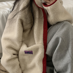 リバーシブルボアフリースハイネックジャンパー(6color) RED IVORY