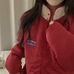 リバーシブルボアフリースハイネックジャンパー(6color) RED IVORY