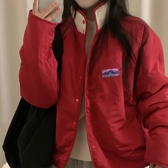 リバーシブルボアフリースハイネックジャンパー(6color) RED IVORY