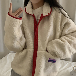 リバーシブルボアフリースハイネックジャンパー(6color) RED IVORY