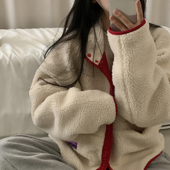 リバーシブルボアフリースハイネックジャンパー(6color) RED IVORY