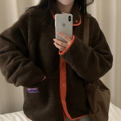 リバーシブルボアフリースハイネックジャンパー(6color) ORNAGE+BROWN