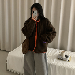 リバーシブルボアフリースハイネックジャンパー(6color) ORNAGE+BROWN