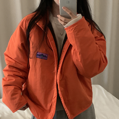 リバーシブルボアフリースハイネックジャンパー(6color) ORNAGE+BROWN