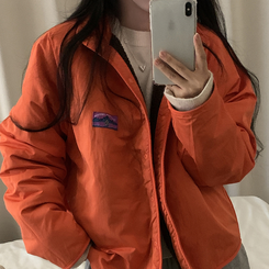 リバーシブルボアフリースハイネックジャンパー(6color) ORNAGE+BROWN