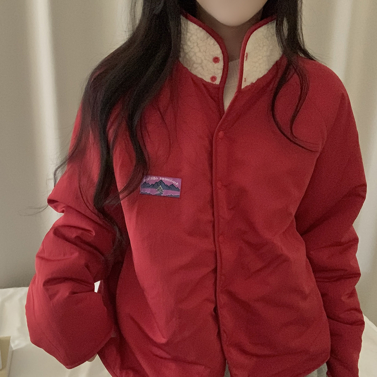 リバーシブルボアフリースハイネックジャンパー(6color) RED IVORY