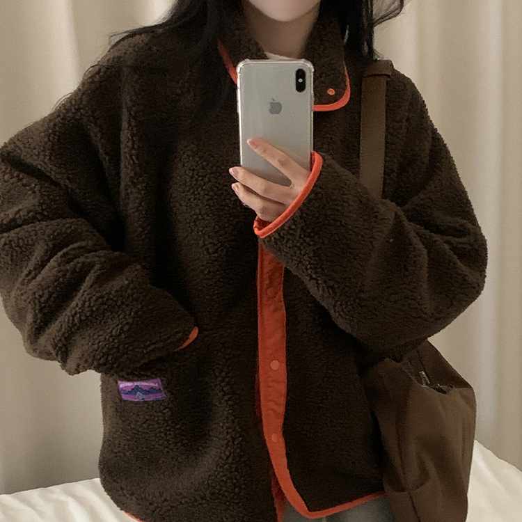 リバーシブルボアフリースハイネックジャンパー(6color) ORNAGE+BROWN