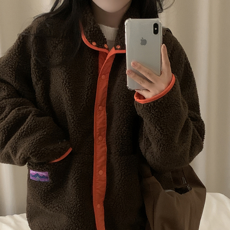 リバーシブルボアフリースハイネックジャンパー(6color) ORNAGE+BROWN