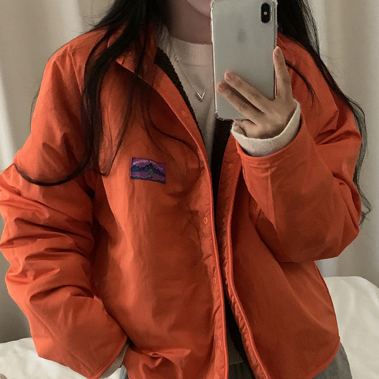 リバーシブルボアフリースハイネックジャンパー(6color) ORNAGE+BROWN