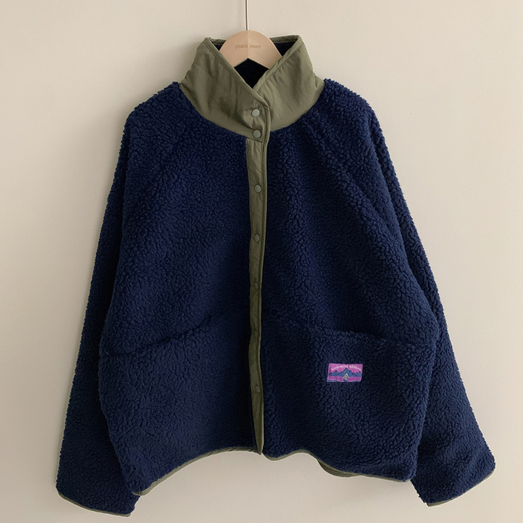 リバーシブルボアフリースハイネックジャンパー(6color)