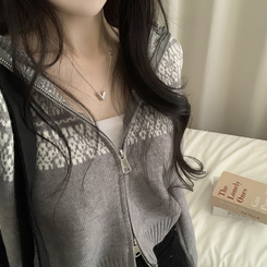 ジャガードフードニットジップアップ GREY