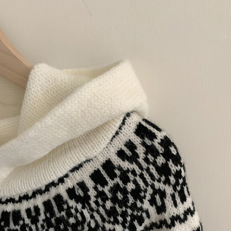 ジャガードフードニットジップアップ