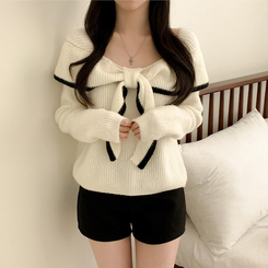 フリルリボンオフニット IVORY