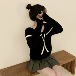 フリルリボンオフニット BLACK