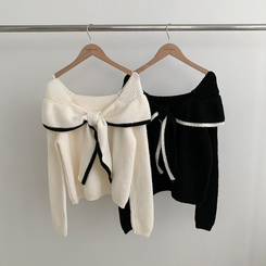 フリルリボンオフニット