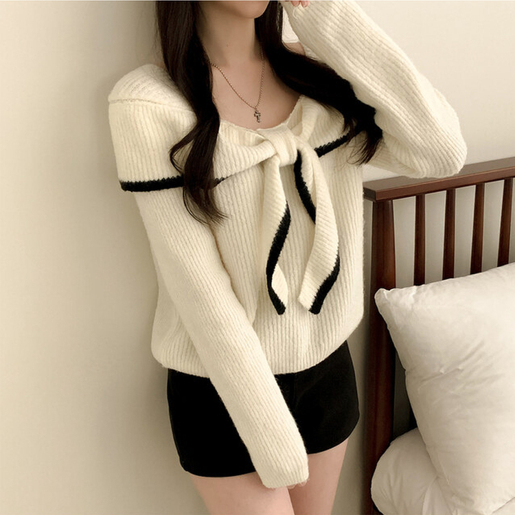 フリルリボンオフニット IVORY