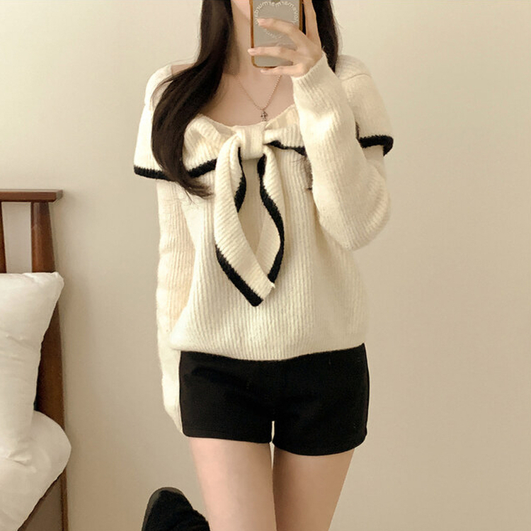 フリルリボンオフニット IVORY