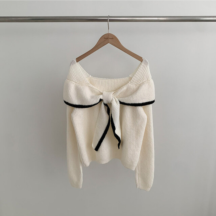 フリルリボンオフニット