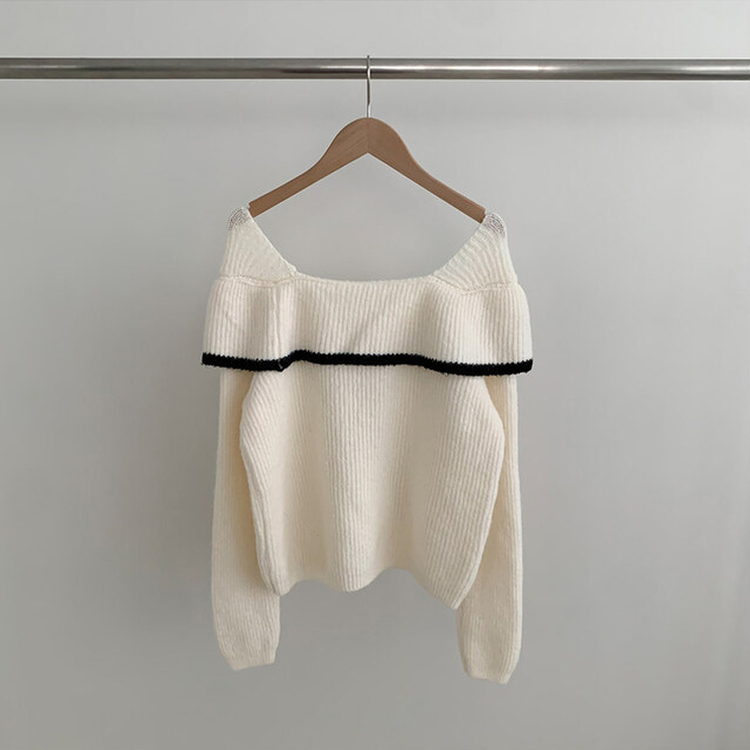 フリルリボンオフニット