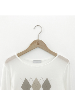 アーガイルテンセル長袖Tシャツ